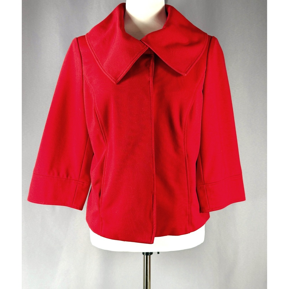 Sandro Womens Red Cropped Swing Jacket Size M Retro Mob‎ Wife Old Money Paris